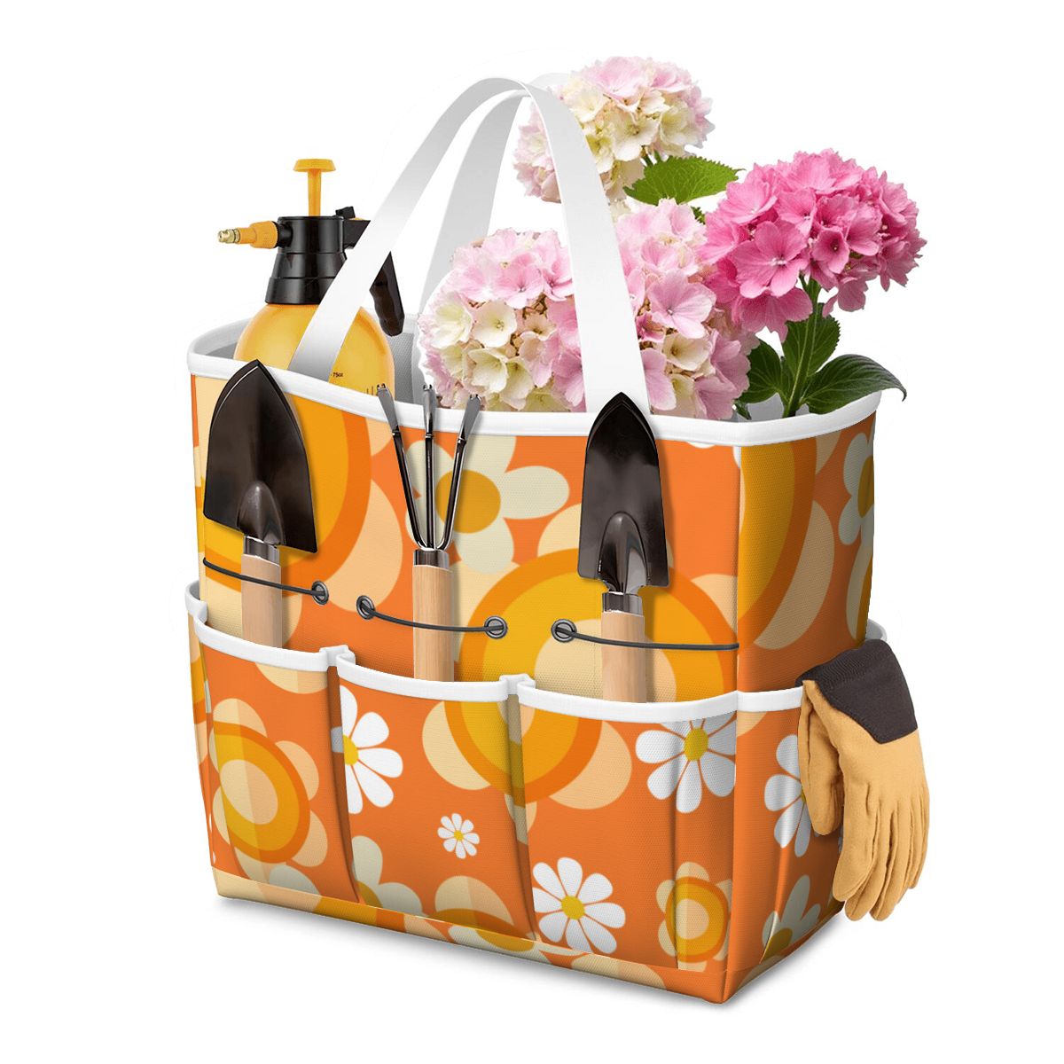 Flower Power Orange Groovy Mod Garden Tool Bag - Mid Century Modern Gal