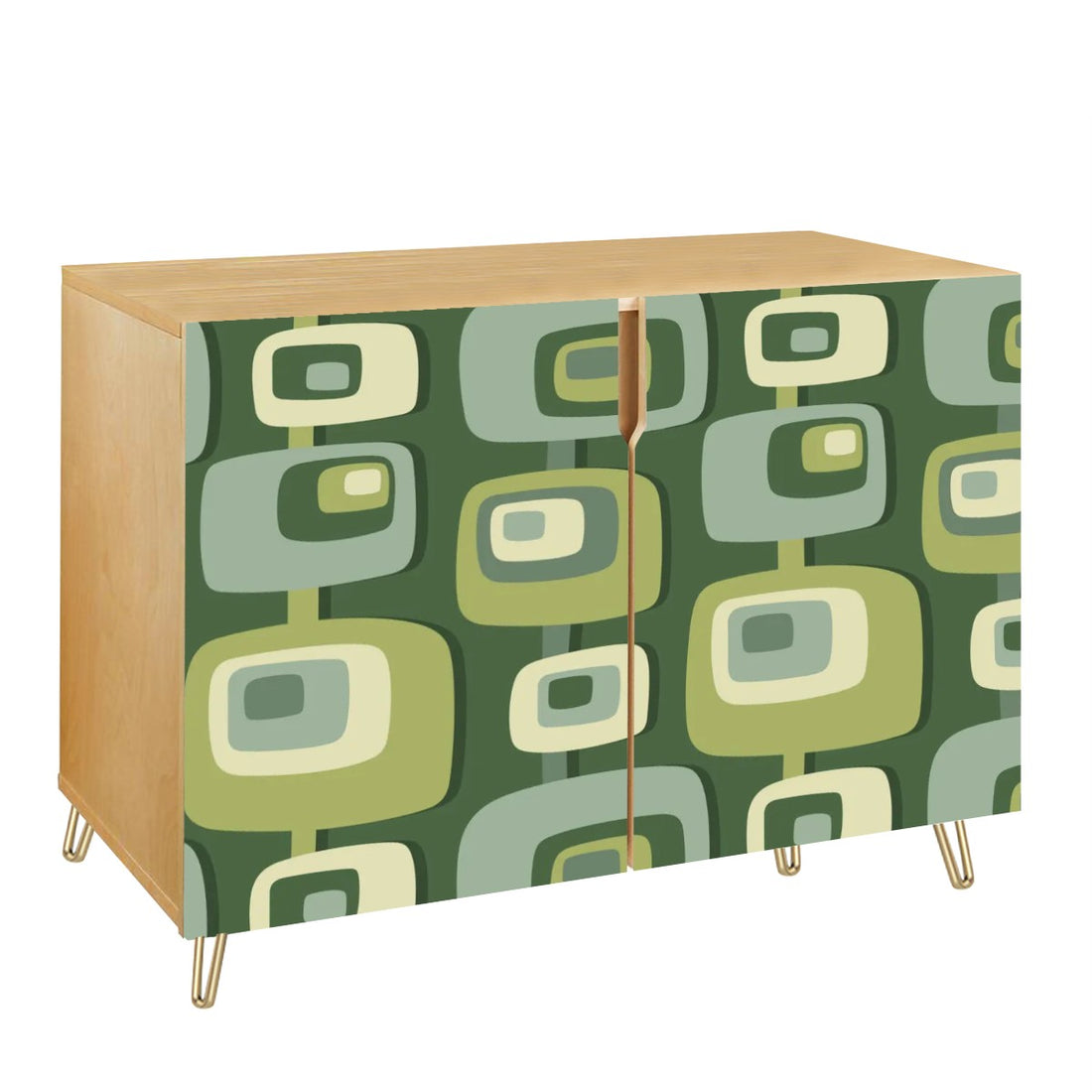 Mid Century Modern Geometric Green Mid Mod Retro Wooden Storage Cabinet - Mid Century Modern Gal