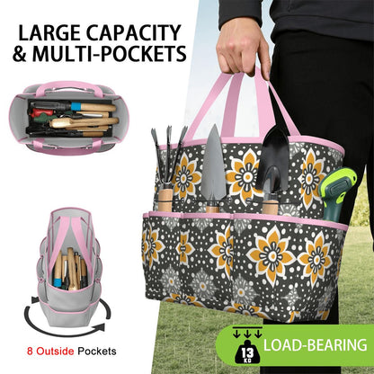 Floral Bohemian Retro Gray Yellow Modern Garden Tool Bag
