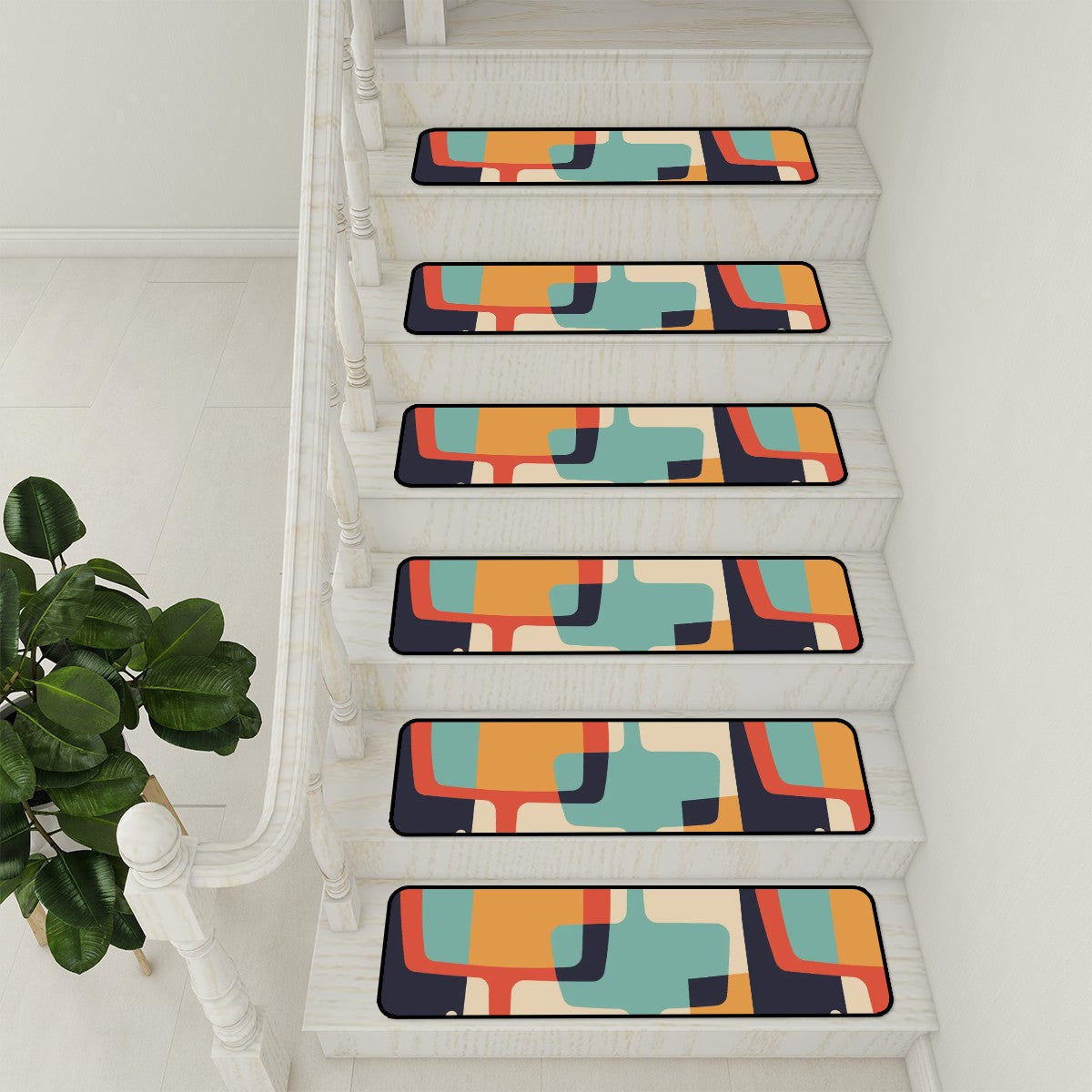 Mid Century Modern Geometric Designed Retro Non Slip Carpet for Stairs Treads - Mid Century Modern Gal