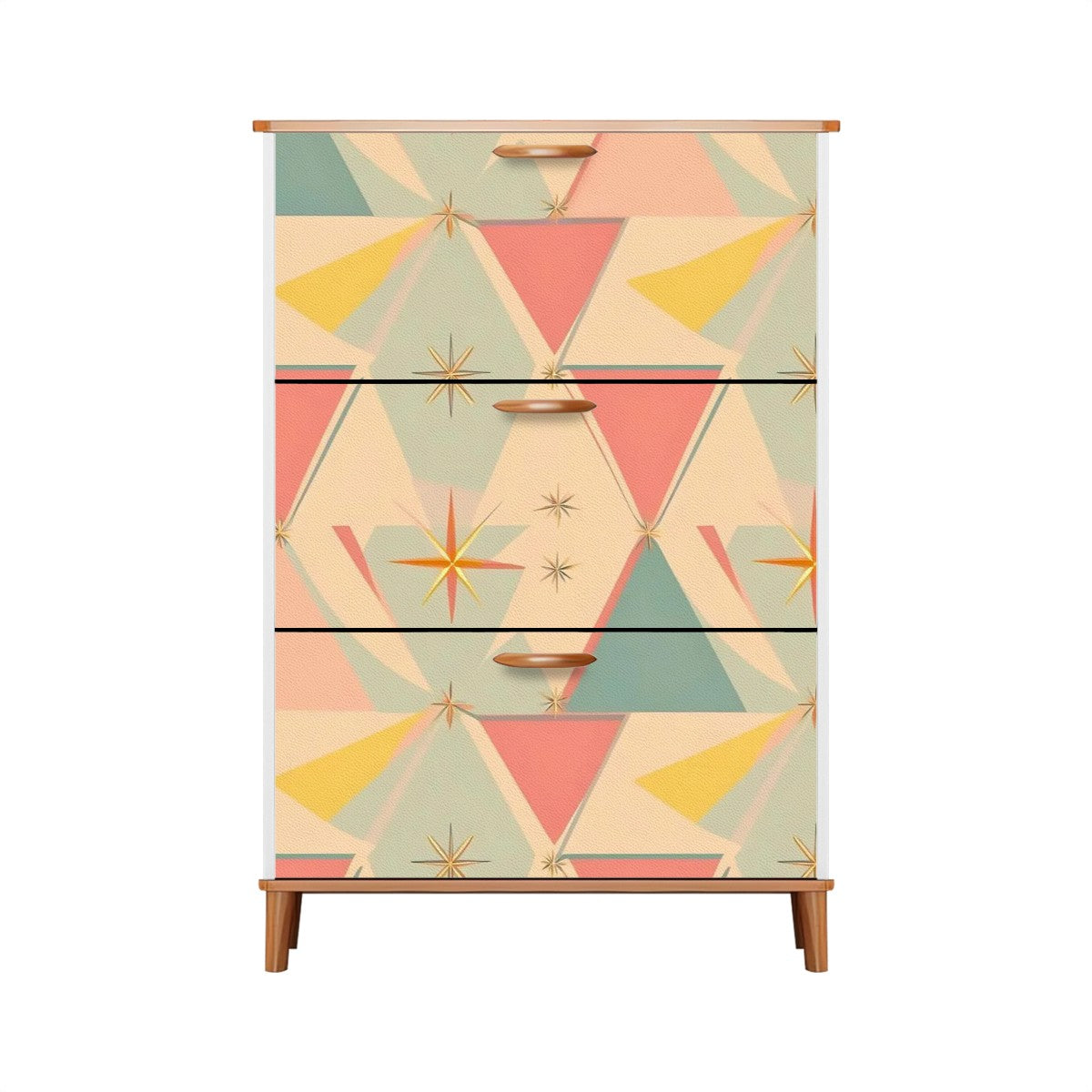 Franciscan Starburst Vintage 50s Pattern Mid Century Modern Shoe Cabinet - Mid Century Modern Gal