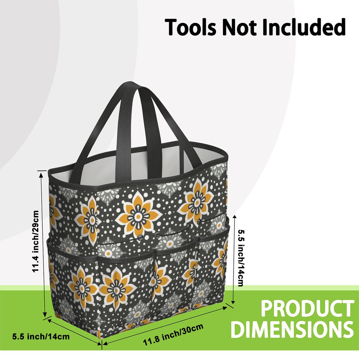 Floral Bohemian Retro Gray Yellow Modern Garden Tool Bag - Mid Century Modern Gal