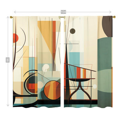 Mid Century Modern Bauhaus Designed Abstract Geometric Mod Retro Window Curtains (two panels) - Mid Century Modern Gal