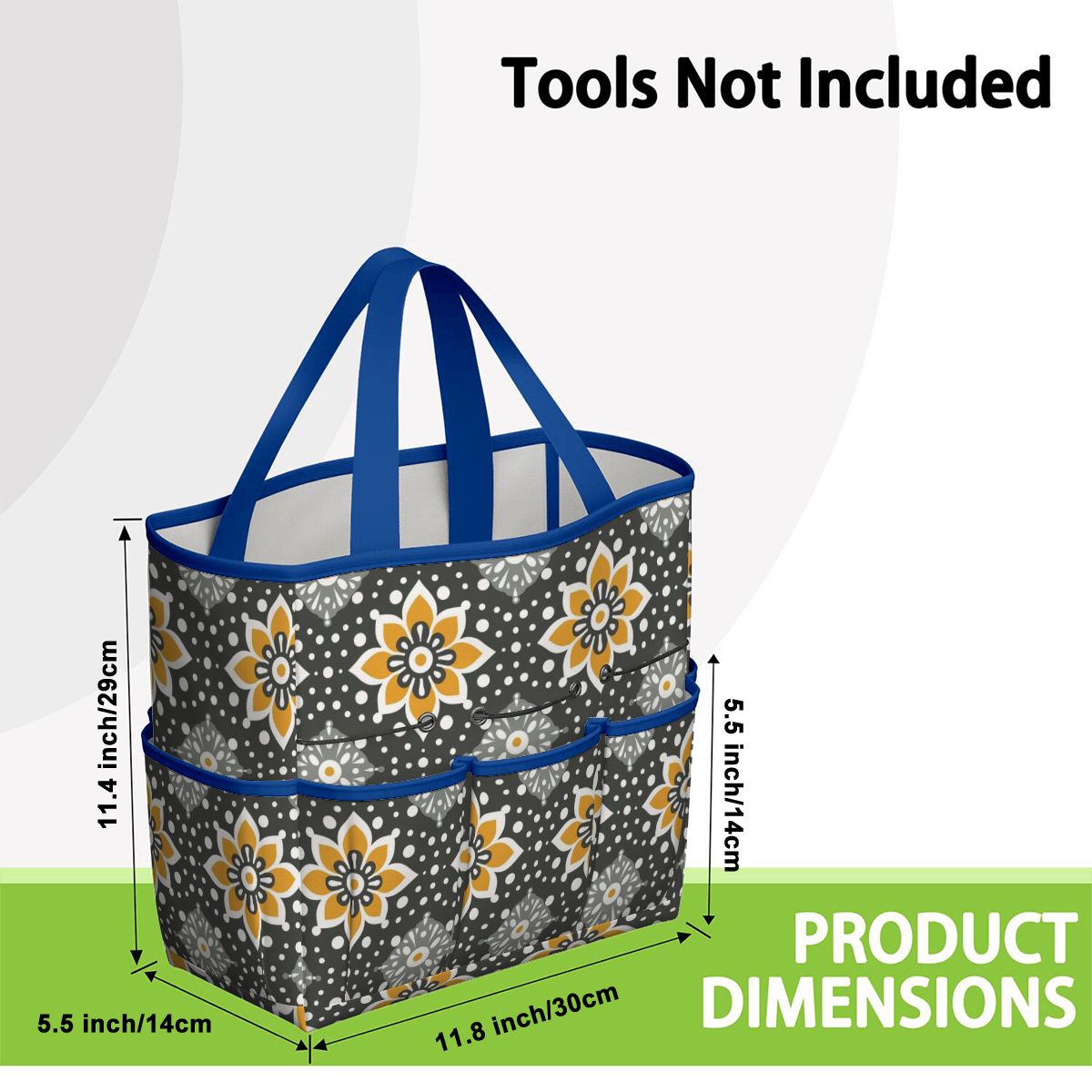 Floral Bohemian Retro Gray Yellow Modern Garden Tool Bag