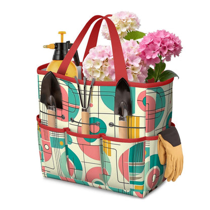 Mid Century Modern Bauhaus Designed Pink, Teal, Yellow Garden Tool Bag - Mid Century Modern Gal