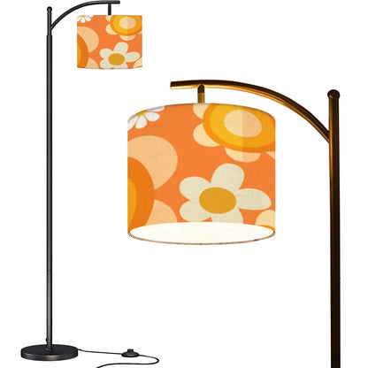 Retro Flower Power Orange, Yellow Mod Mid Century Modern Arc Floor Lamp - Mid Century Modern Gal