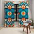 Mid Century Modern Groovy Orbs, Orange, Blue Geometric Mid Mod Retro Window Curtains (1 Piece) - Mid Century Modern Gal