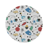 Mid Century Modern Atomic Space Living Room, Bedroom, Office, Kitschy Retro Round Rug Home Decor 60" × 60"