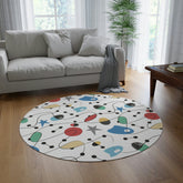 Mid Century Modern Atomic Space Living Room, Bedroom, Office, Kitschy Retro Round Rug Home Decor 60" × 60"