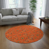 Mid Century Modern Atomic Starburst, Orange, Geometric, Retro Round Rug Home Decor 60" × 60" Mid Century Modern Gal