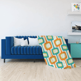 Mid Century Modern, Geometric, Retro, Orange, Teal, Green Minky Blanket Blankets 60" x 80" Mid Century Modern Gal