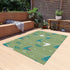 Mid Century Modern Designed, Boomerang Green, Teal, White, Mid Mod Atomic Space Indoor Outdoor Rug Home Decor 60" × 84"