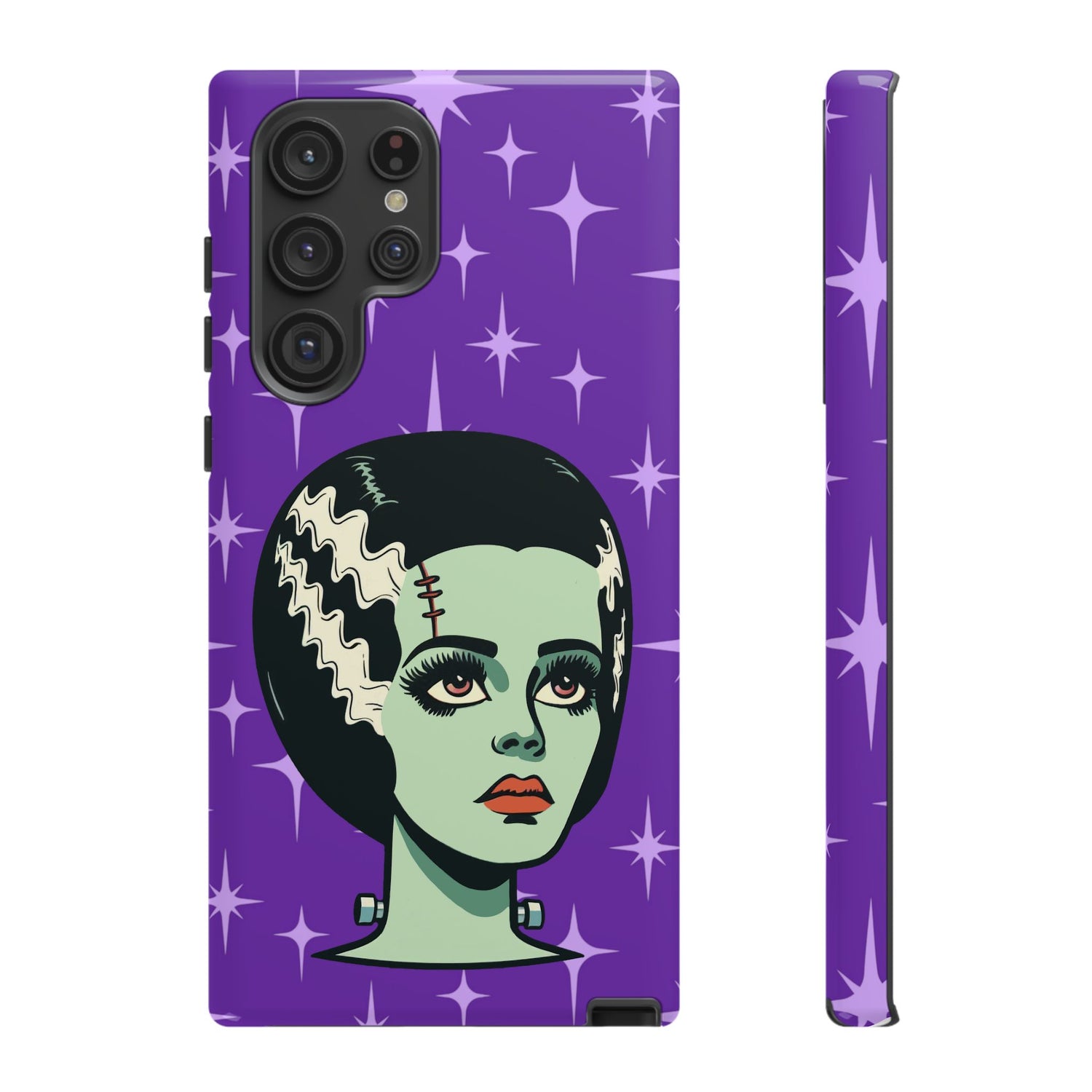 Bride of Frankenstein Retro Mid Mod Horror Buff Purple Halloween Tough Phone Case - Mid Century Modern Gal