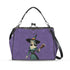 Mid Century Modern Vintage Pin Up Witch Purple Teal Halloween Kisslock Crossbody Purse - Mid Century Modern Gal