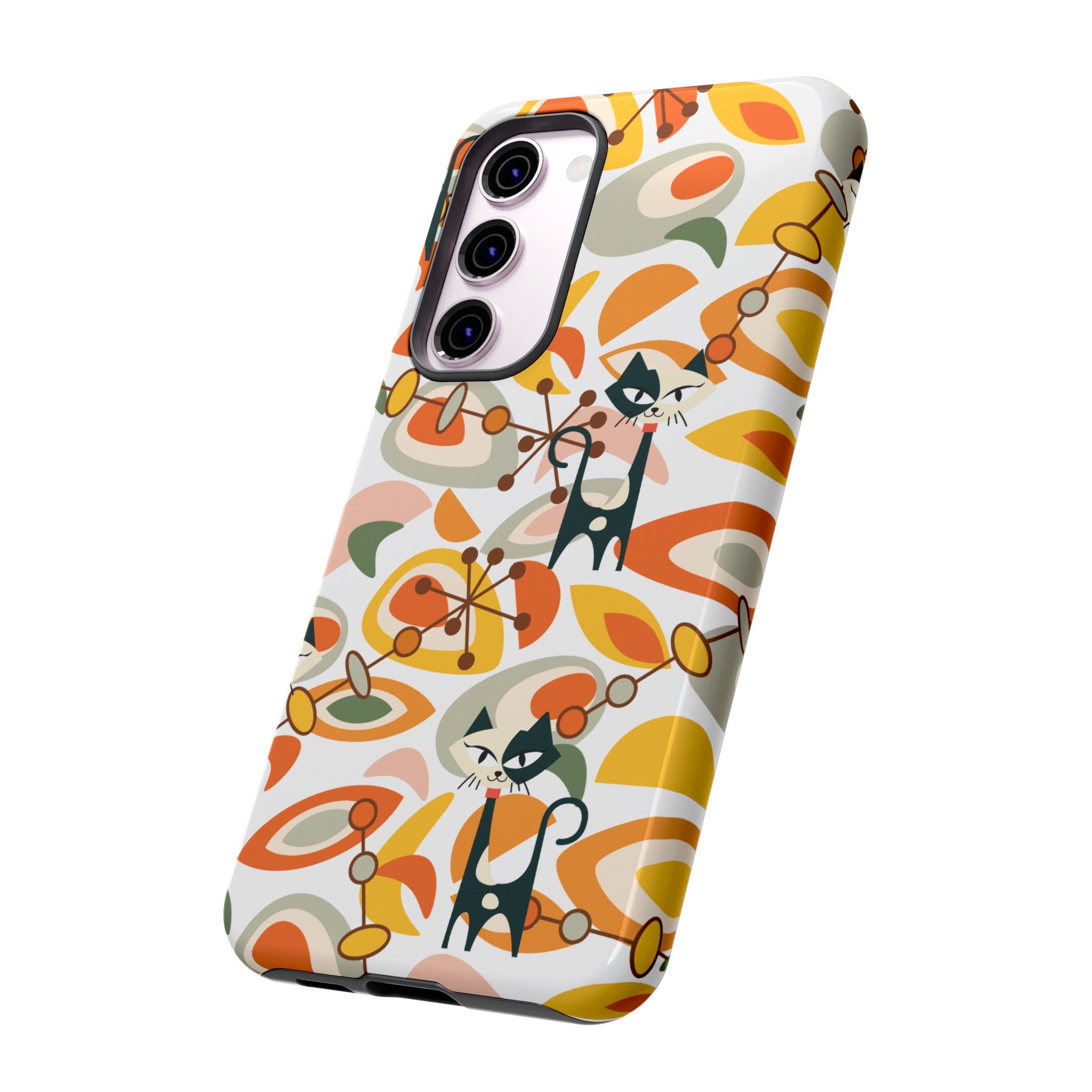 Atomic Cat Mid Mod Orange, Yellow, Groovy Cat Smart Phone Tough Cases