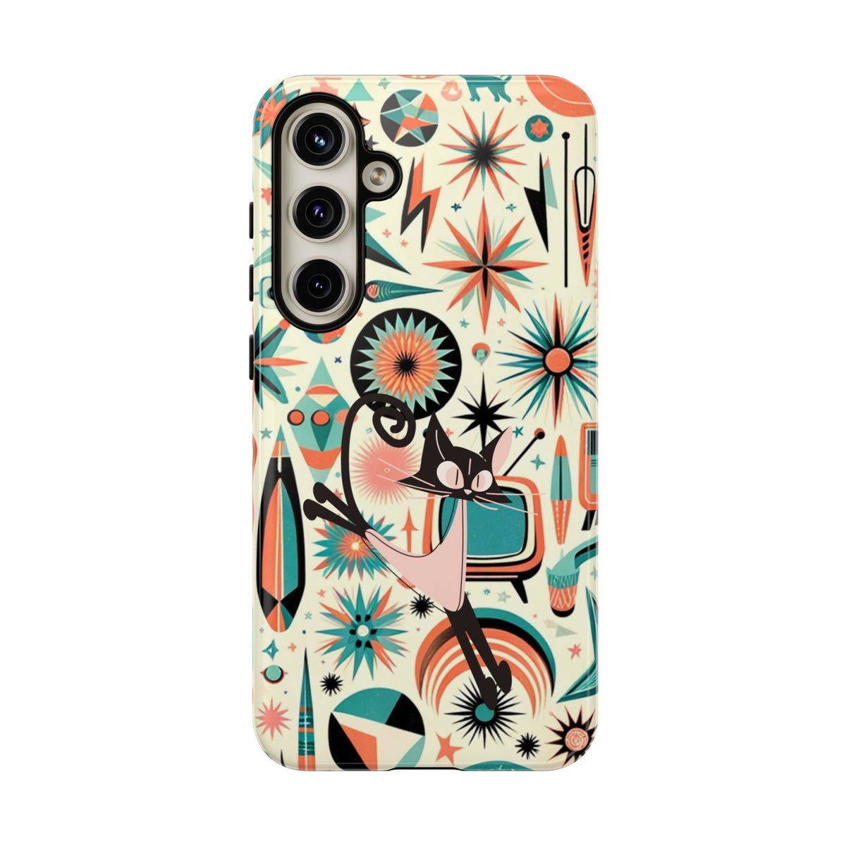 Atomic Kitty Boomerang Space Kitty Mid Century Modern Samsung, Smart Phone, Tough Cases