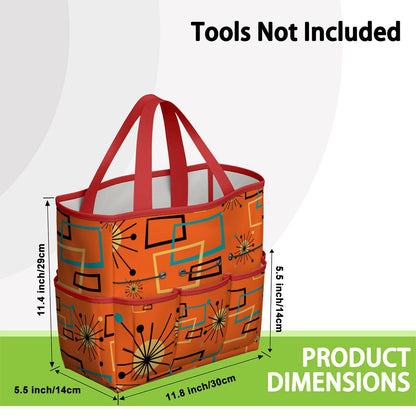 Mid Century Modern Sinatra Orange, Starburst, Geometric Funky Fun Garden Tool Bag