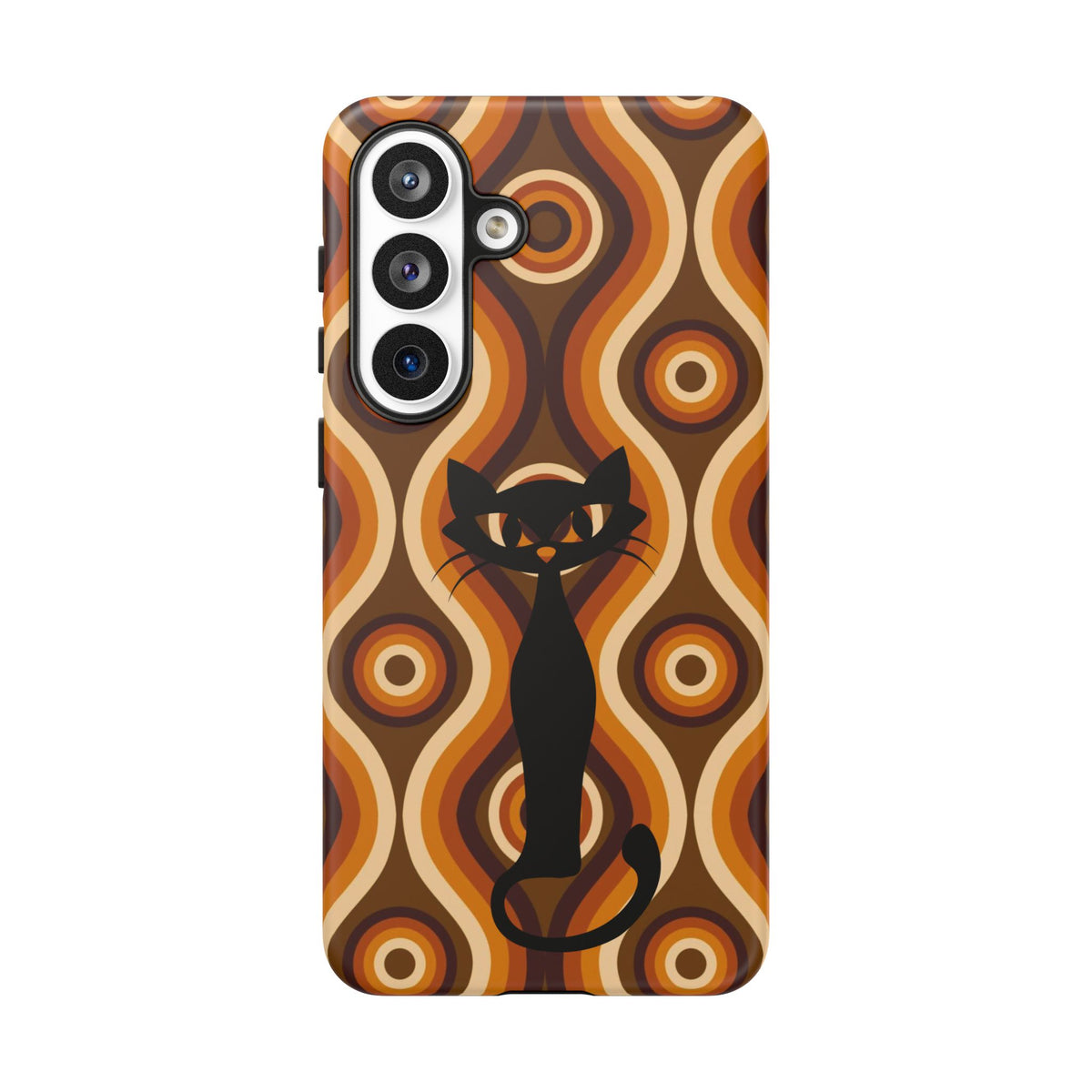 Retro Phone Case, Groovy Brown, Atomic Kitsch Cat Tough Smart Phone Cases