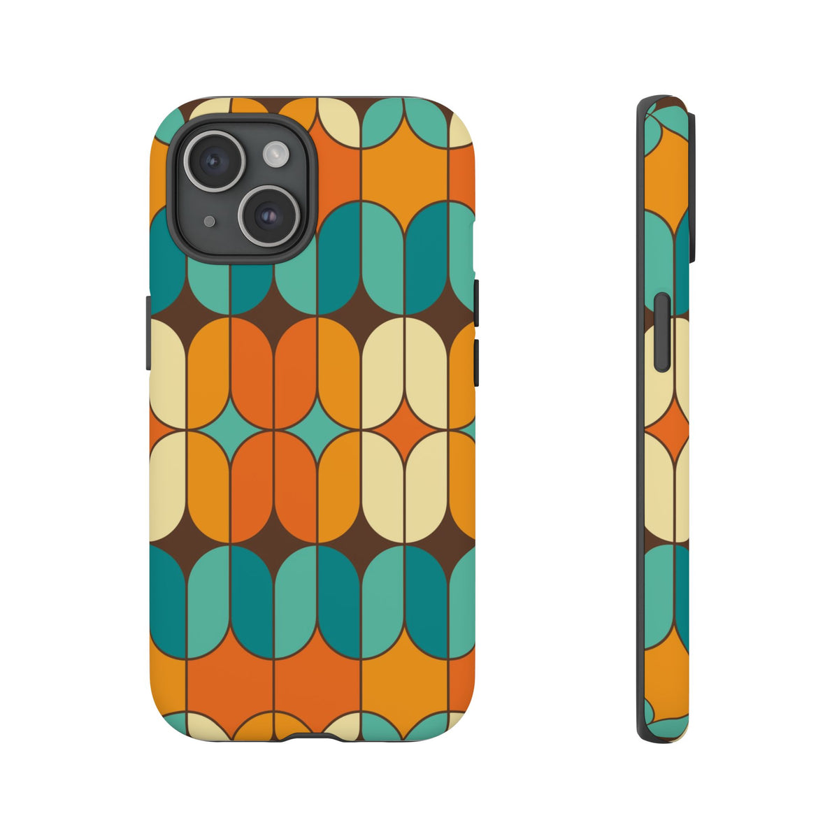 Mid Century Modern Orange, Teal Geometric Mod Designed Tough Phone Case