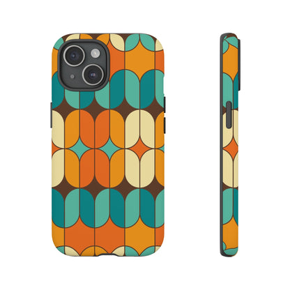 Mid Century Modern Orange, Teal Geometric Mod Designed Tough Phone Case