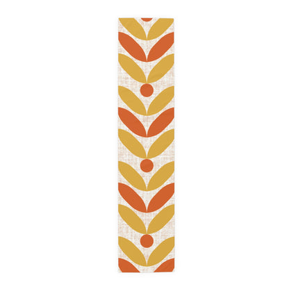 Mid Mod Scandinavian Flower, Orange Yellow Retro Table Runner - Mid Century Modern Gal