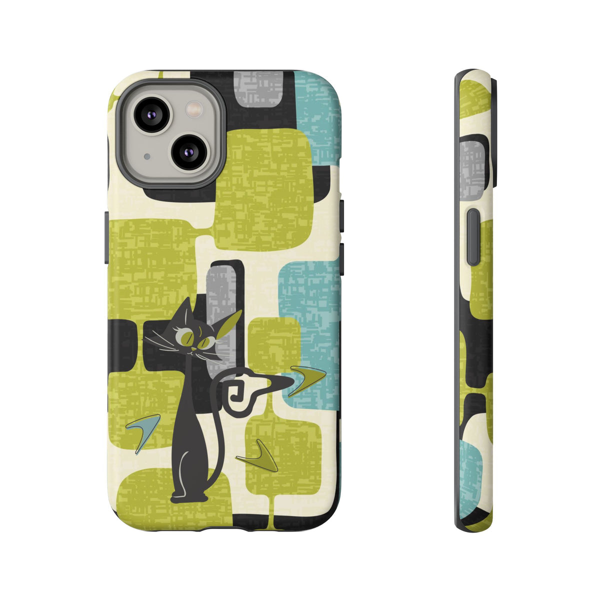Mid Century Modern Geometric Kitschy Cat, Boomerang Retro Smart Phone Tough Cases - Mid Century Modern Gal