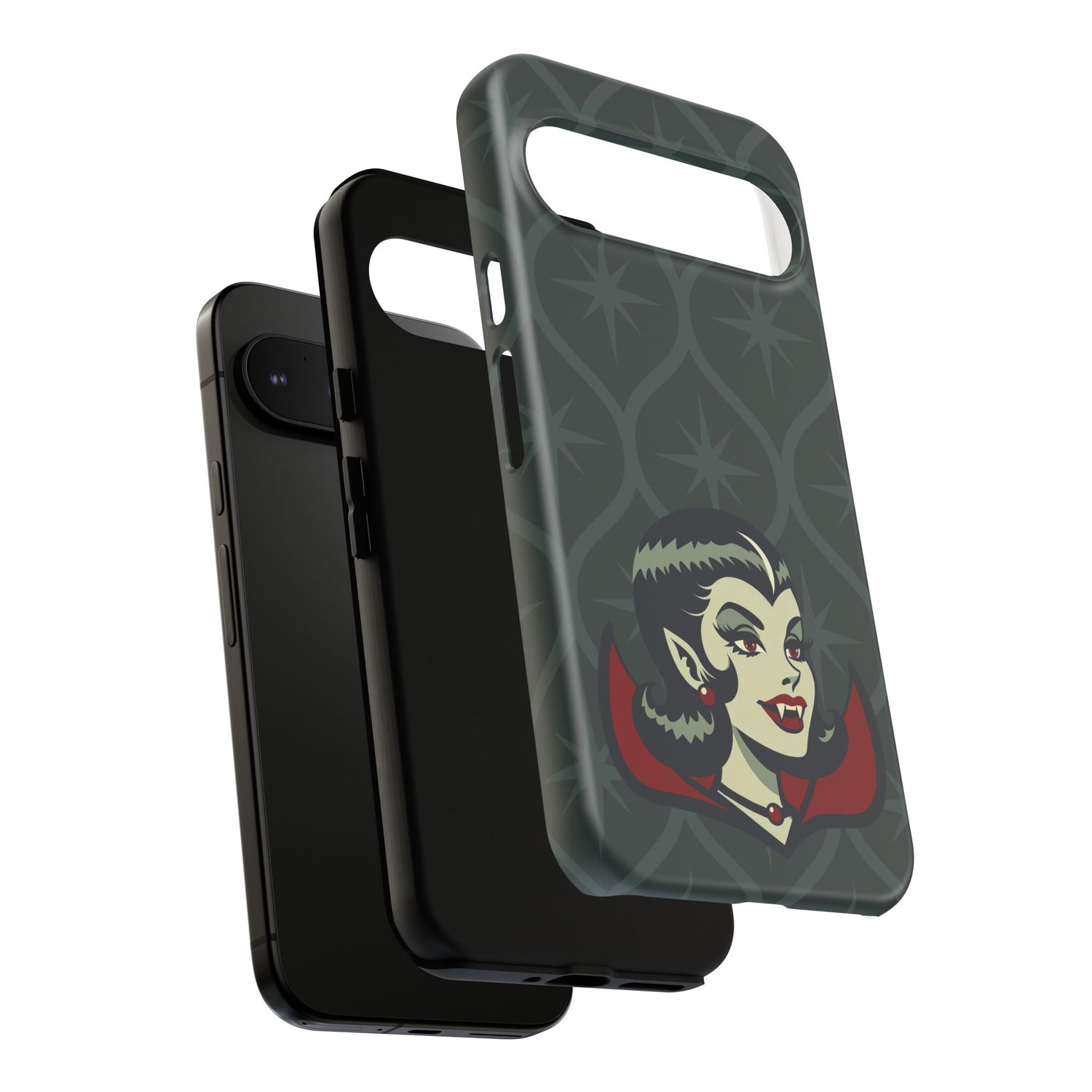 Vampire Dracula Girl Halloween Goth Horror Buff MCM Green Tough Phone Case
