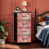 Chinoiserie Botanical Floral Coral, Mint Green Bohemian Floral 4-Drawer Dresser - Mid Century Modern Gal