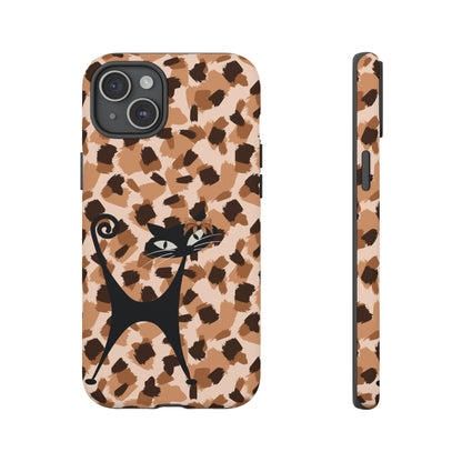 Mid Century Modern Atomic Cat, Animal Print Kitschy Trendy Smart Phone Tough Cases