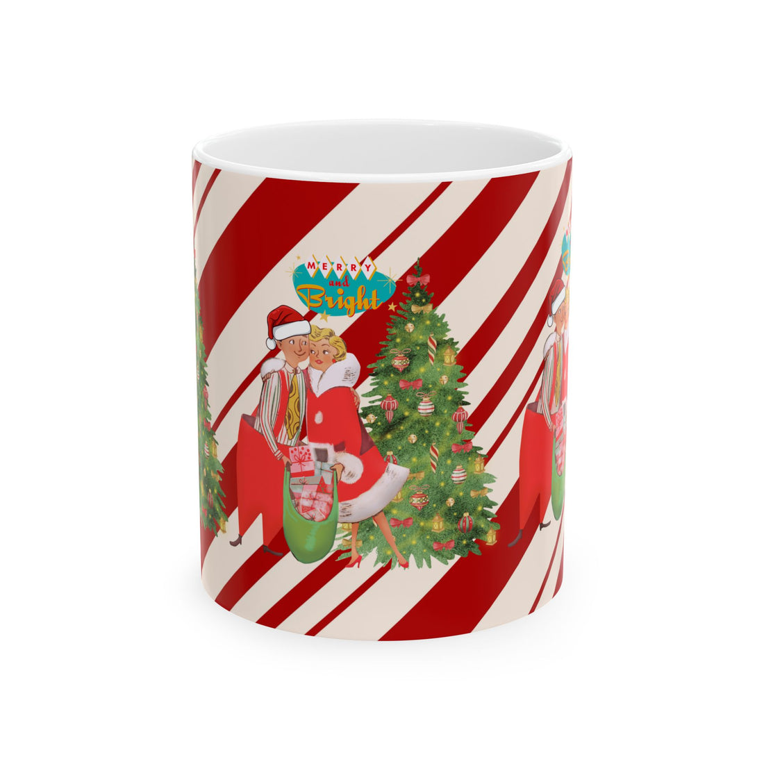 Festive Christmas Mug, Holiday Gift, Hot Cocoa Cup, Cheerful Coffee Mug, Winter Wonderland Drinkware, Seasonal Decoration - Mid Century Modern Gal