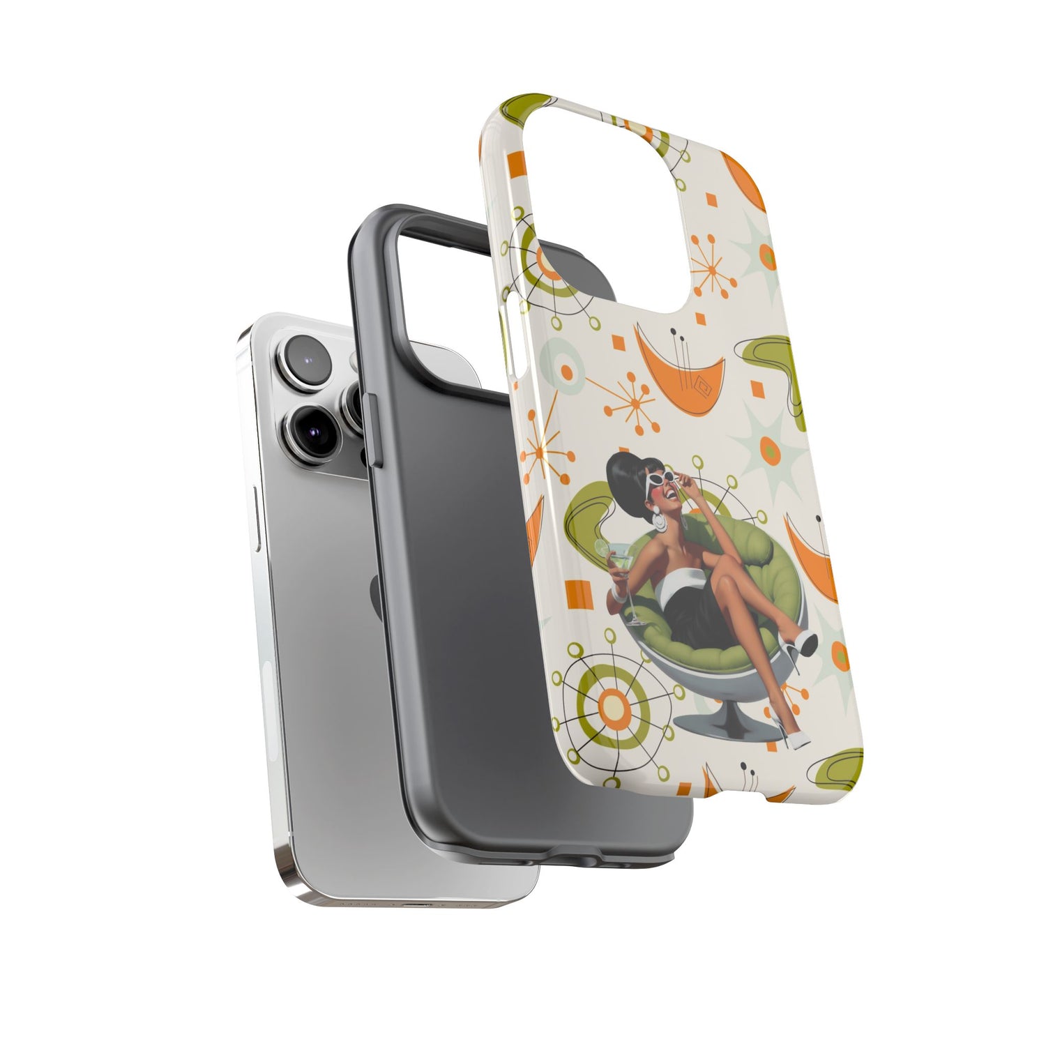 Mid Century Modern Atomic Starburst Mid Mod 60s Gal Retro Chic Tough Phone Case with Vintage Glamour Design