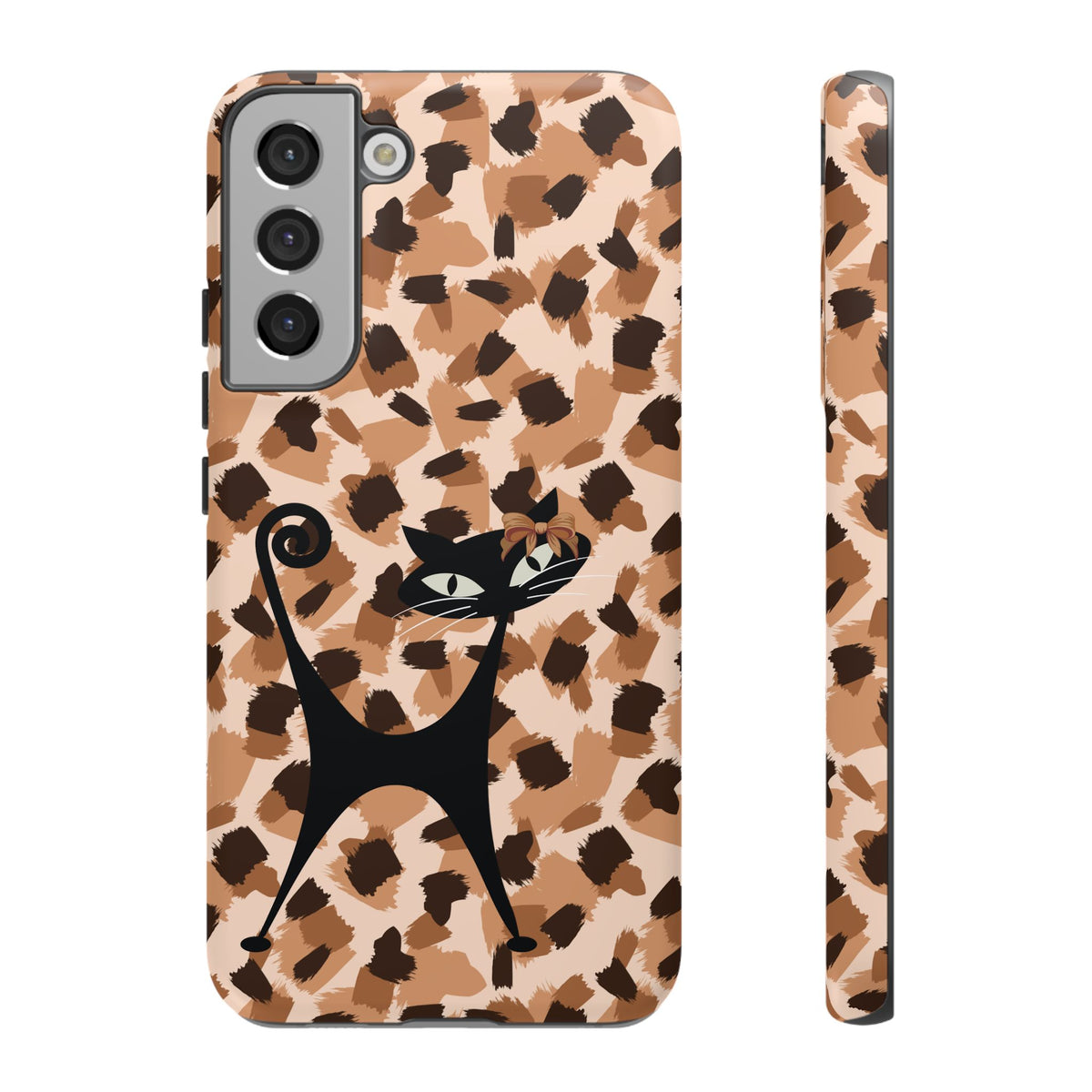 Mid Century Modern Atomic Cat, Animal Print Kitschy Trendy Smart Phone Tough Cases - Mid Century Modern Gal