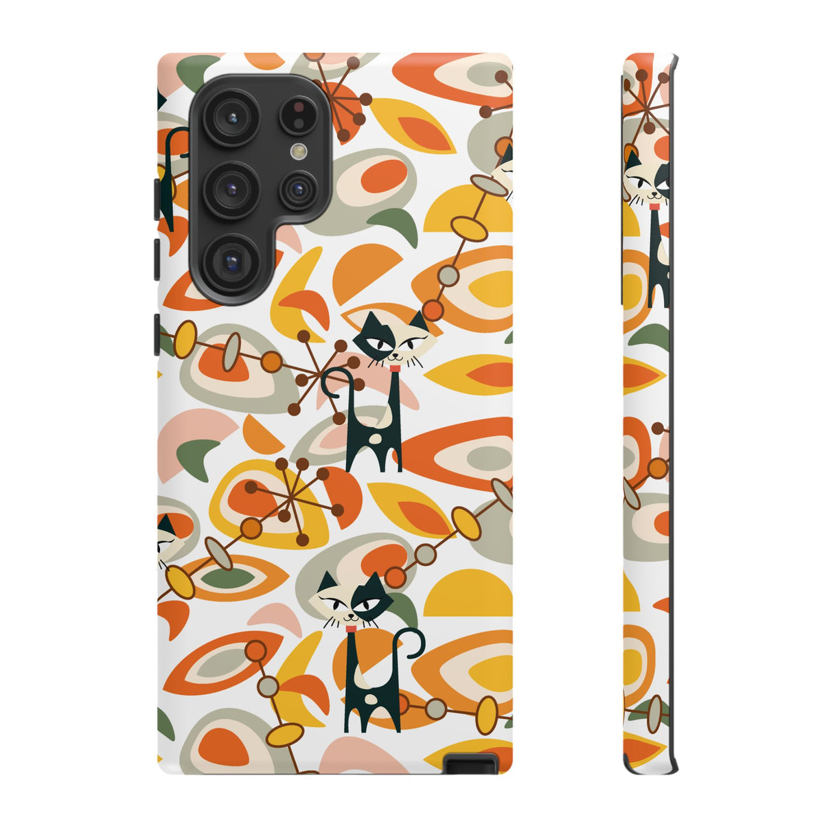 Atomic Cat Mid Mod Orange, Yellow, Groovy Cat Smart Phone Tough Cases