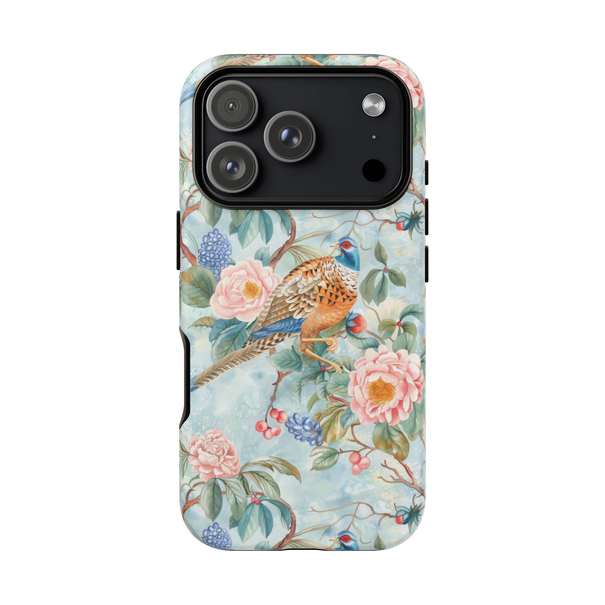 Chinoiserie Designed Floral Pheasant Phone Case with Bird Design