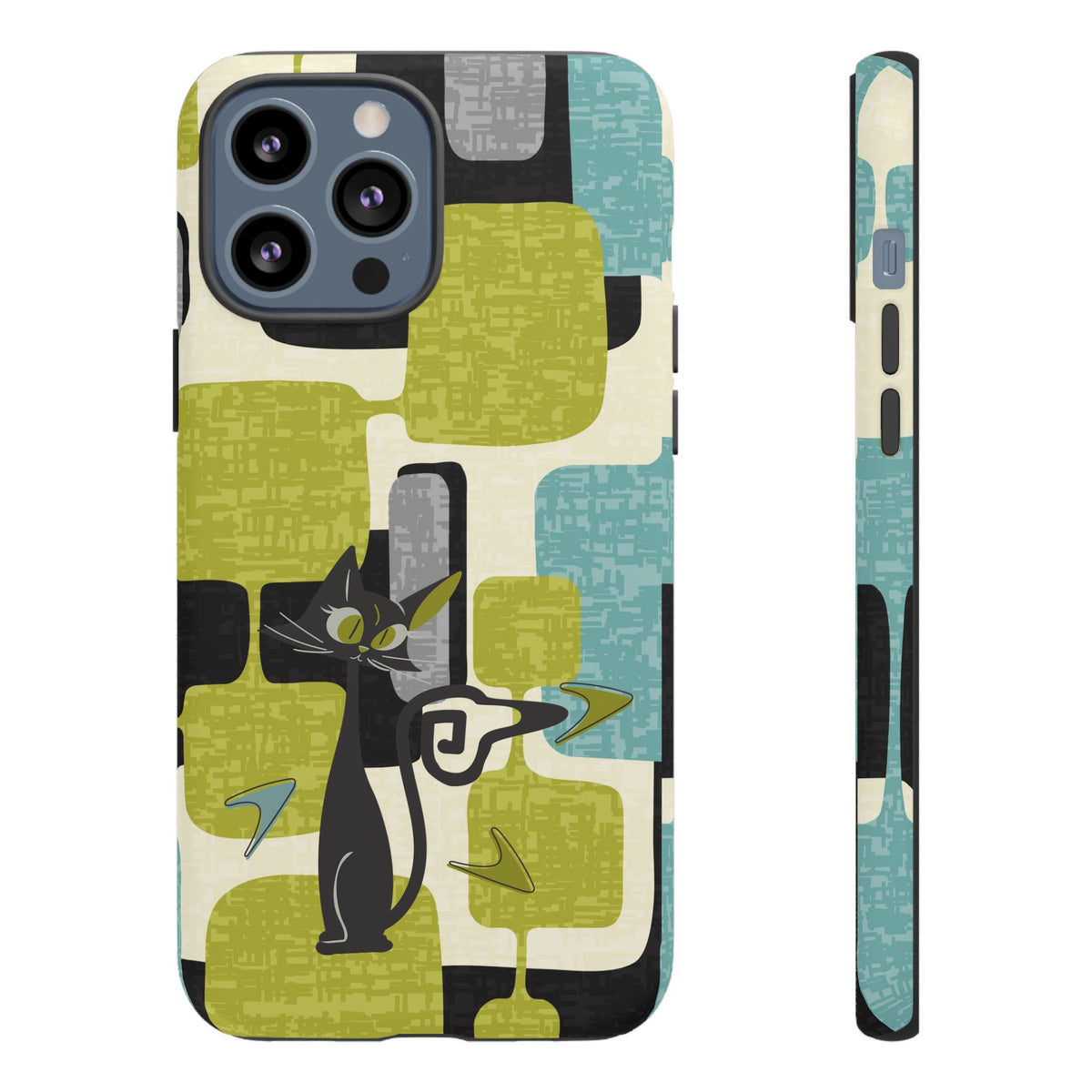 Mid Century Modern Geometric Kitschy Cat, Boomerang Retro Smart Phone Tough Cases