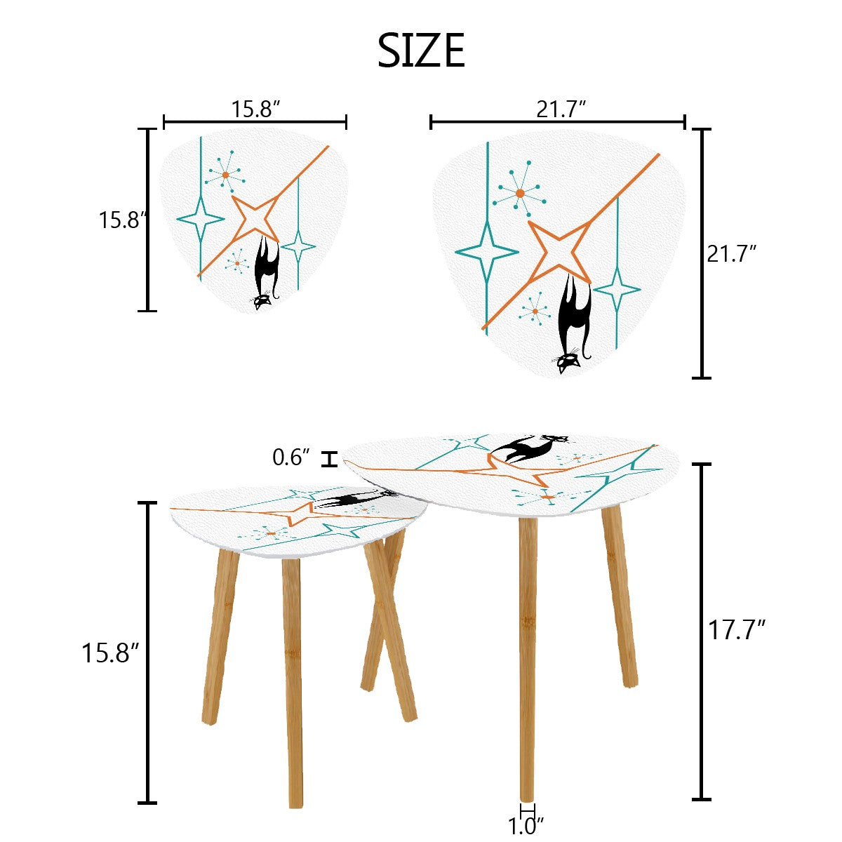 Mid Century Modernist, Minimalist Atomic Cat, Space Age MCM Nesting Tables - Mid Century Modern Gal