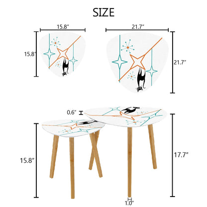 Mid Century Modernist, Minimalist Atomic Cat, Space Age MCM Nesting Tables