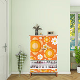 Flower Power Orange Groovy Mod Shoe Storage, Shoe Cabinet - Mid Century Modern Gal