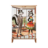 Mid Century Modern Quirky Cute Funny Mr. And Mrs. Skunk Retro Mod Shoe Cabinet - Mid Century Modern Gal