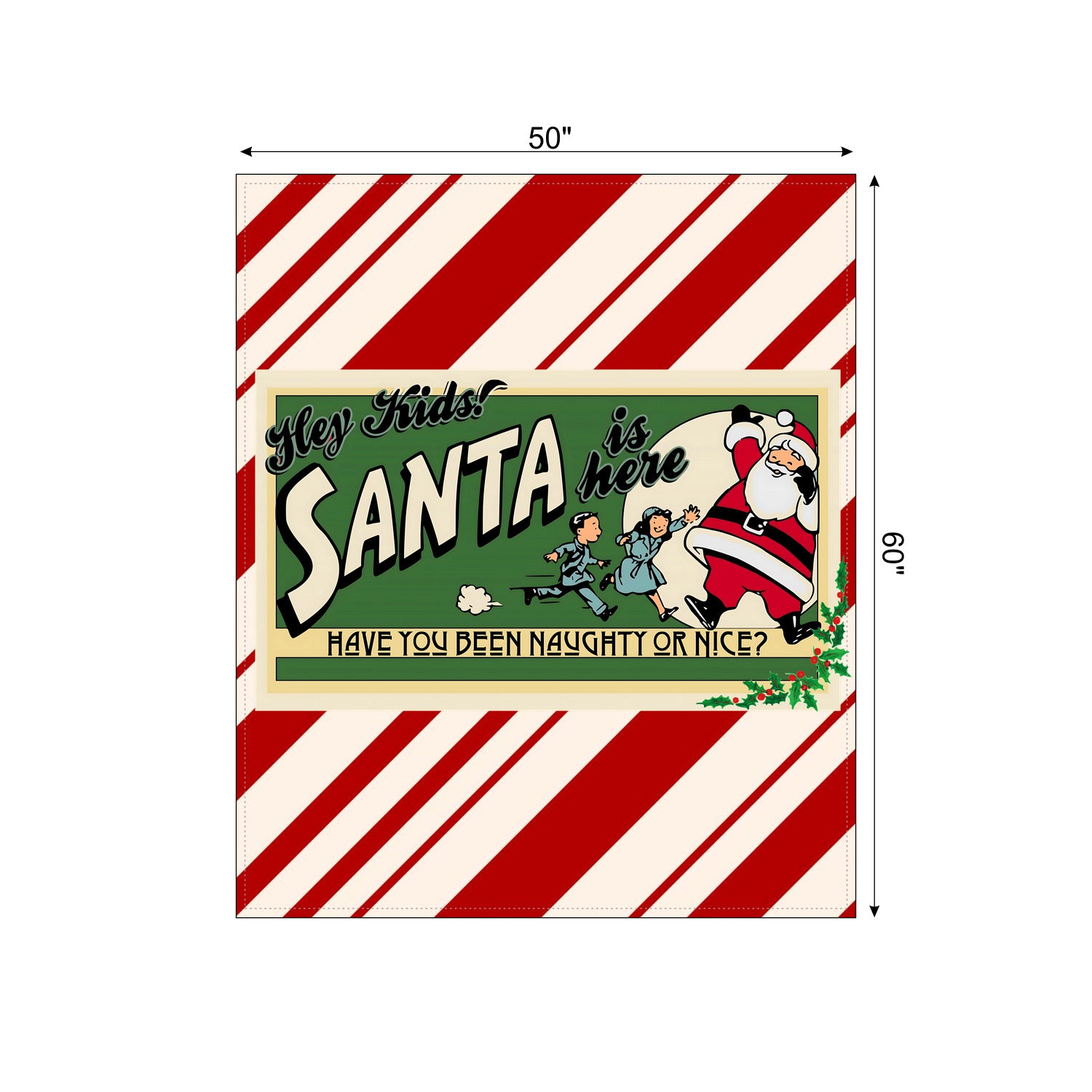 Vintage Santa Claus Kitschy Mod Candy Can 50s Ad Christmas Holiday Minky Blanket