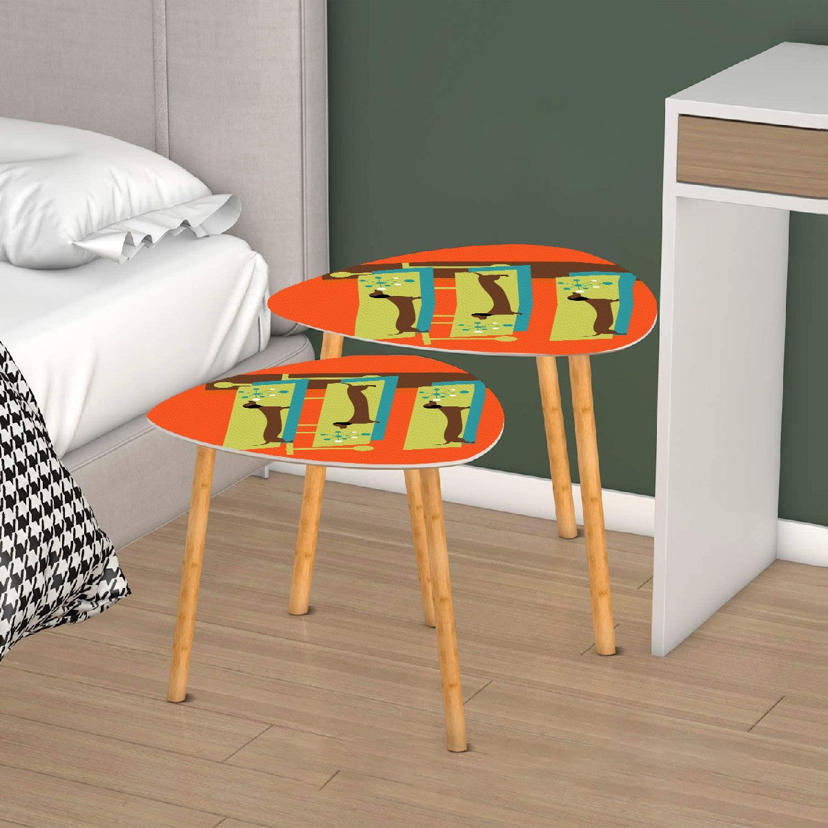 Mid Century Modern Nesting Tables, Retro Dachsund Doxie Dog Lover Decor - Mid Century Modern Gal