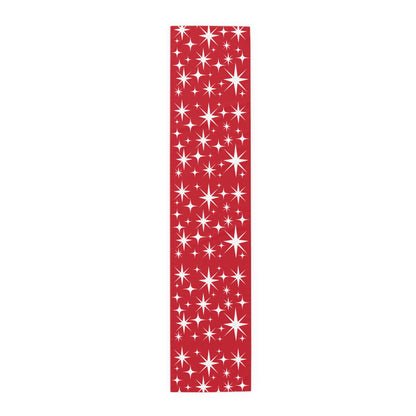 50s Atomic Starburst, Red Holiday Kitsch, Mid Century Modern Designed Table Runner