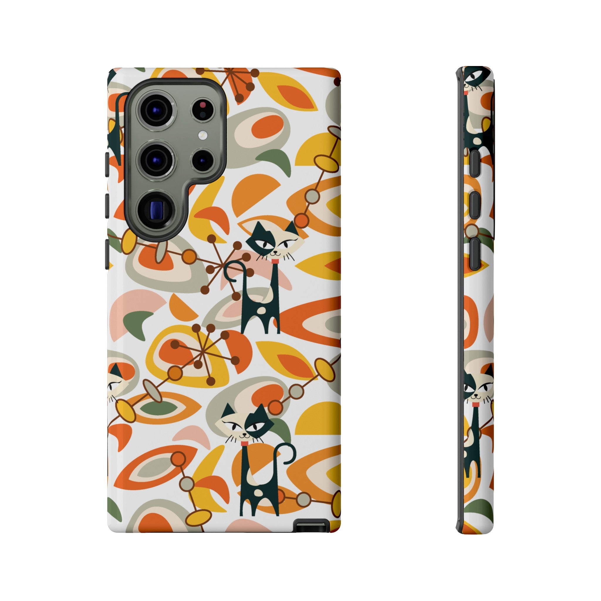 Atomic Cat Mid Mod Orange, Yellow, Groovy Cat Smart Phone Tough Cases