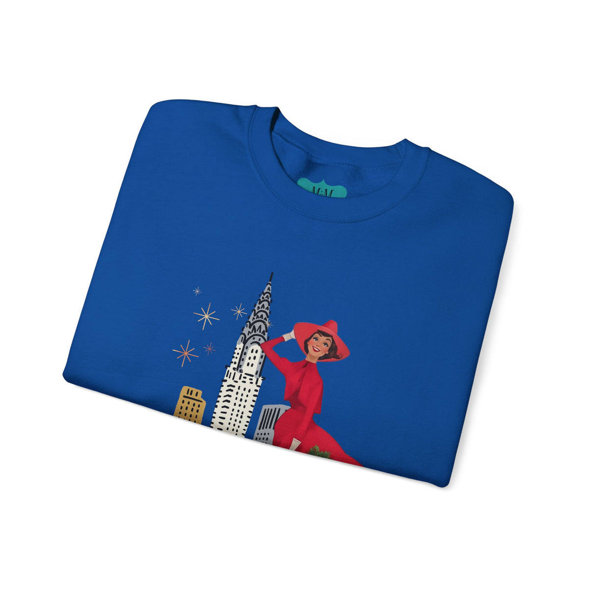 Mid Century Modern Christmas Kitsch Vintage New York City Graphic Crewneck Sweatshirt - Mid Century Modern Gal
