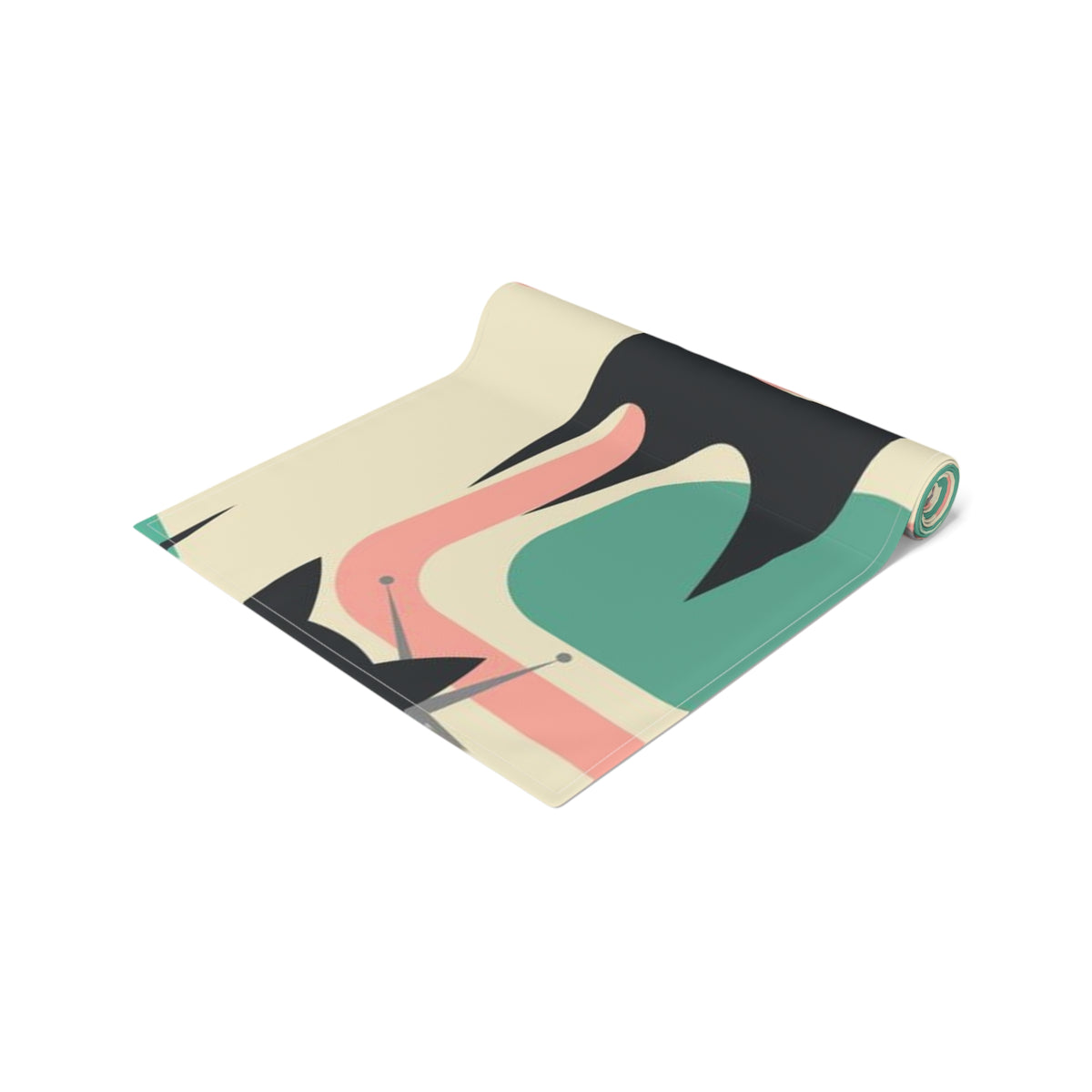 Atomic Cat Kitchen Dining Room Geometric Mint Green, Coral Pink MCM Table Runner - Mid Century Modern Gal