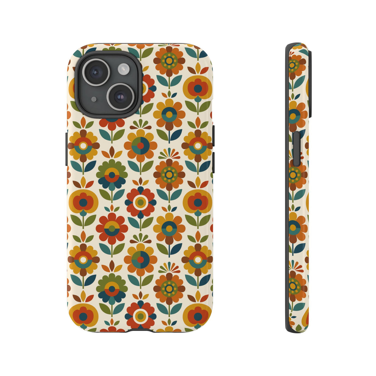 Mid Century Modern Scandinavian Floral Earth Tones Tough Phone Case