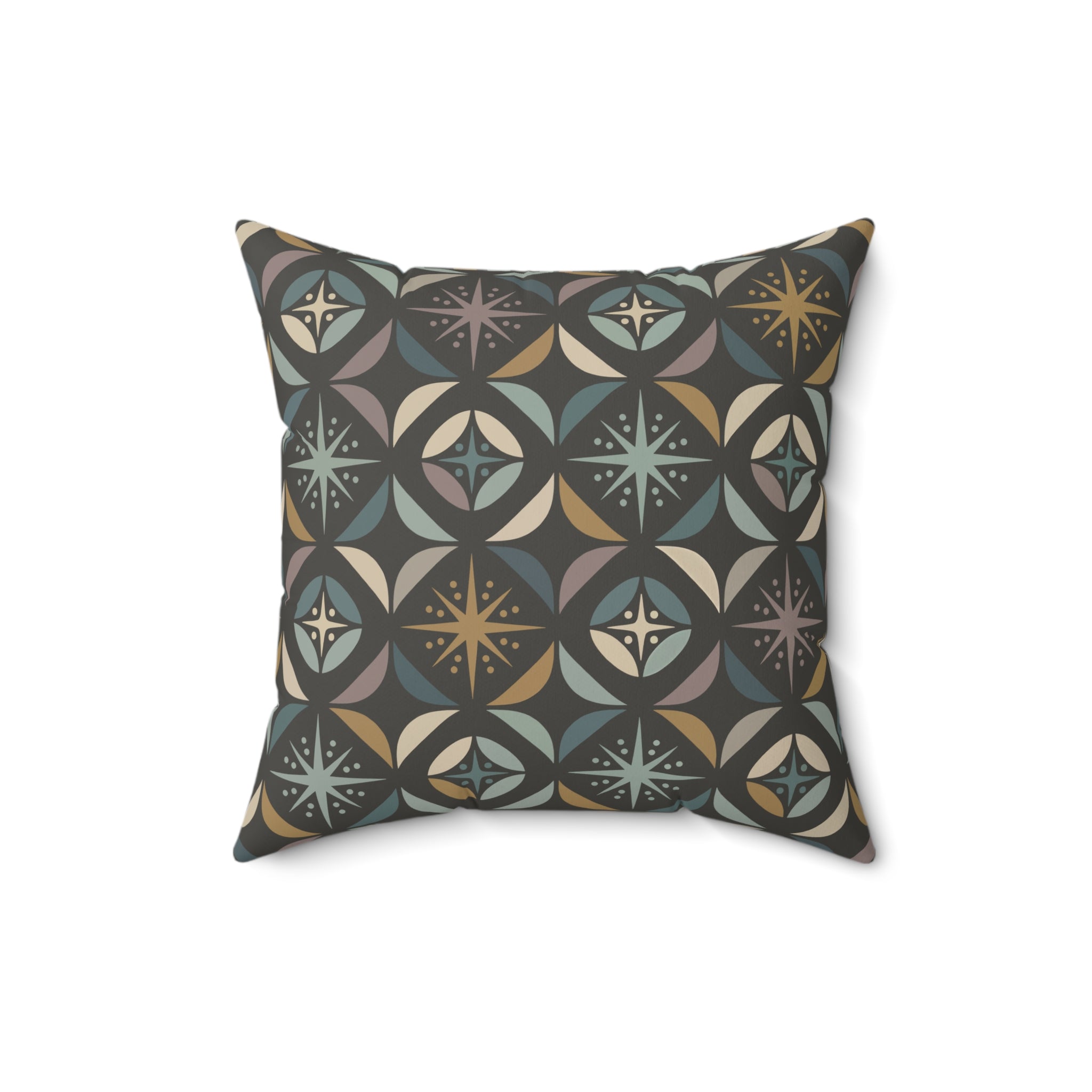 Mid Century Modern Elegant Gray Geometric Starburst Pillow Cover and Insert - Mid Century Modern Gal