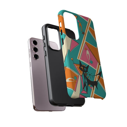Atomic Cat Mid Mod Retro Cat Phone Case - Tough Cases for Stylish Cat Lovers