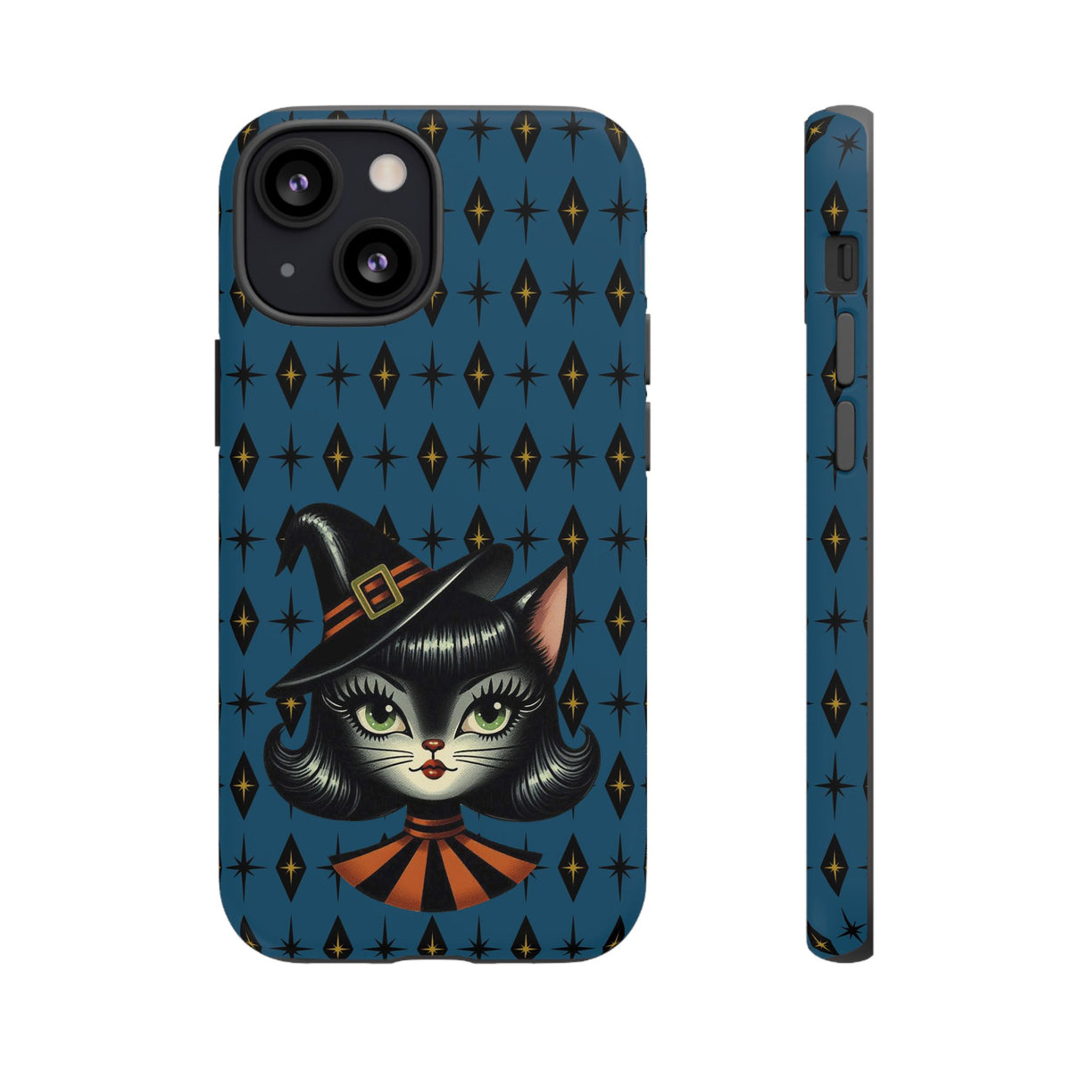 Vintage Halloween Black Cat Sexy Sexton Mid Century Modern Blue Tough Phone Case