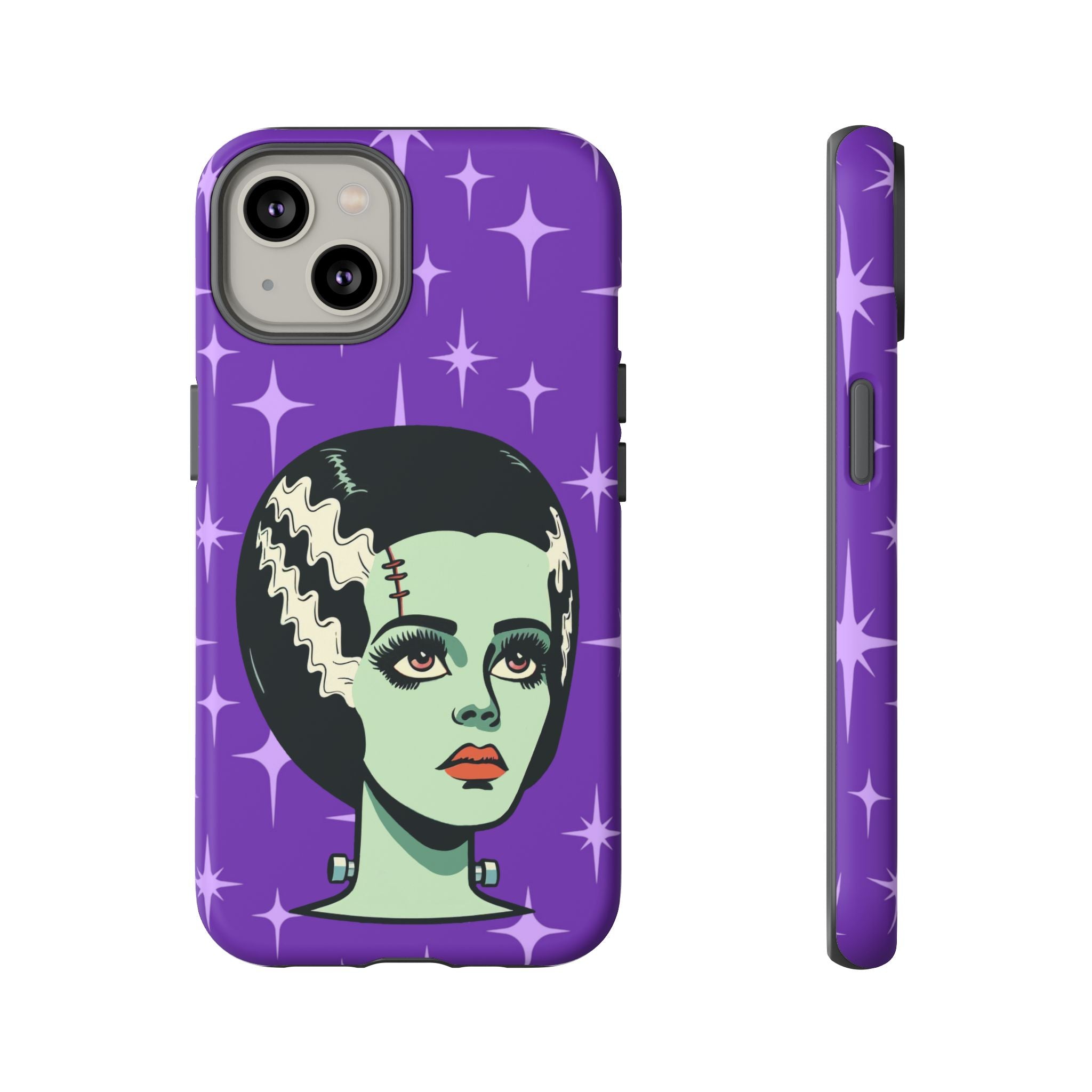 Bride of Frankenstein Retro Mid Mod Horror Buff Purple Halloween Tough Phone Case - Mid Century Modern Gal